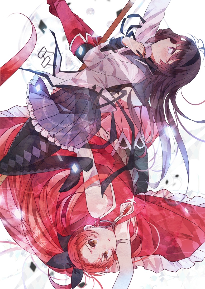 akemi homura and sakura kyoko (mahou shoujo madoka magica) drawn by domotolain