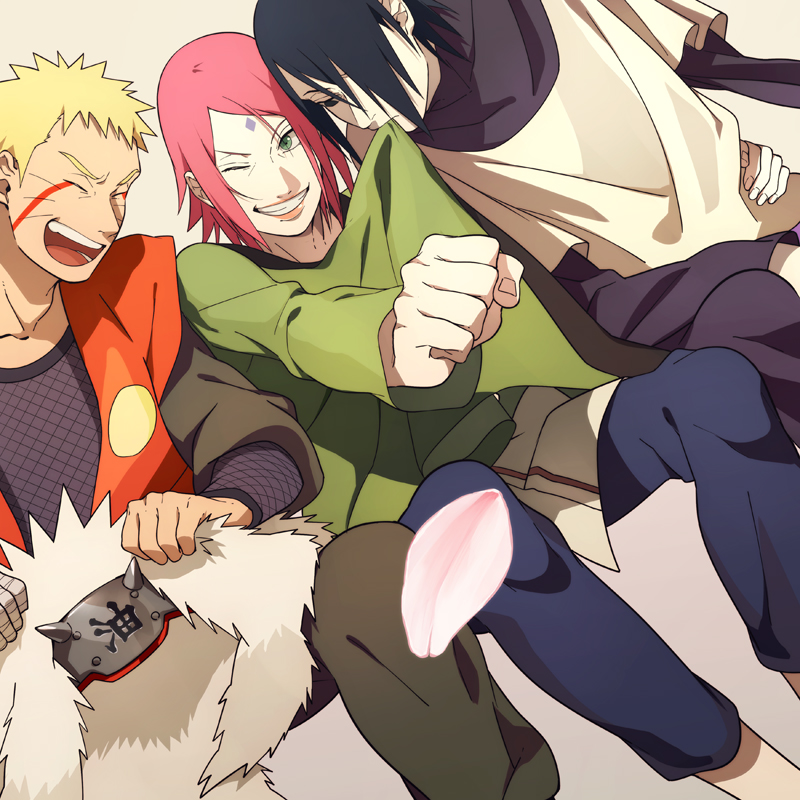 haruno sakura, uzumaki naruto, uchiha sasuke, tsunade, jiraiya, and 1 more (naruto) drawn by oba-min
