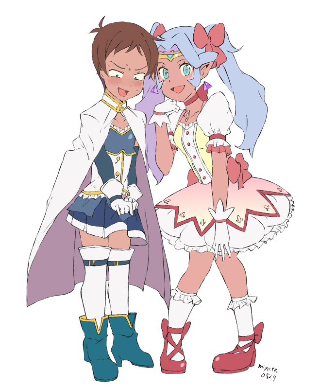 kaname madoka, miki sayaka, princess allura, and lance (mahou shoujo madoka magica and 2 more) drawn by miyata_(lhr)