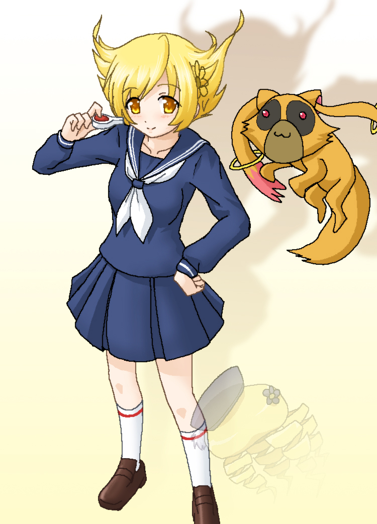 tomoe mami, kyubey, konpoco, and mamikurage (mahou shoujo madoka magica and 1 more) drawn by hayashiya_zankurou