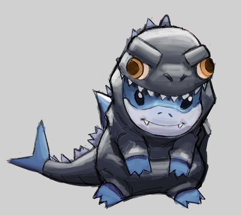 godzilla and jeff the land shark (marvel and 2 more) drawn by jhonnyjhon344