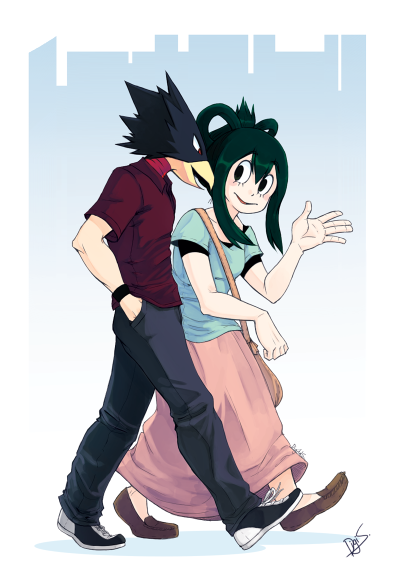 asui tsuyu and tokoyami fumikage (boku no hero academia) drawn by digitalscratch
