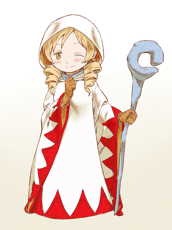tomoe mami and white mage (final fantasy and 2 more) drawn by oda_takayuki