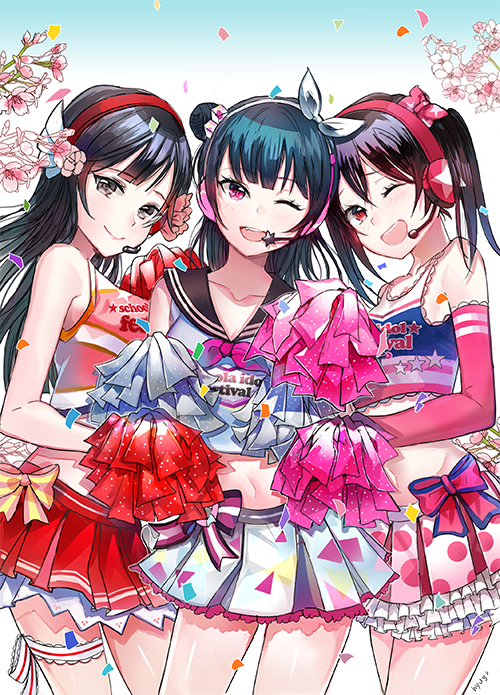 yazawa nico, tsushima yoshiko, and yuki setsuna (love live! and 5 more) drawn by hyugo