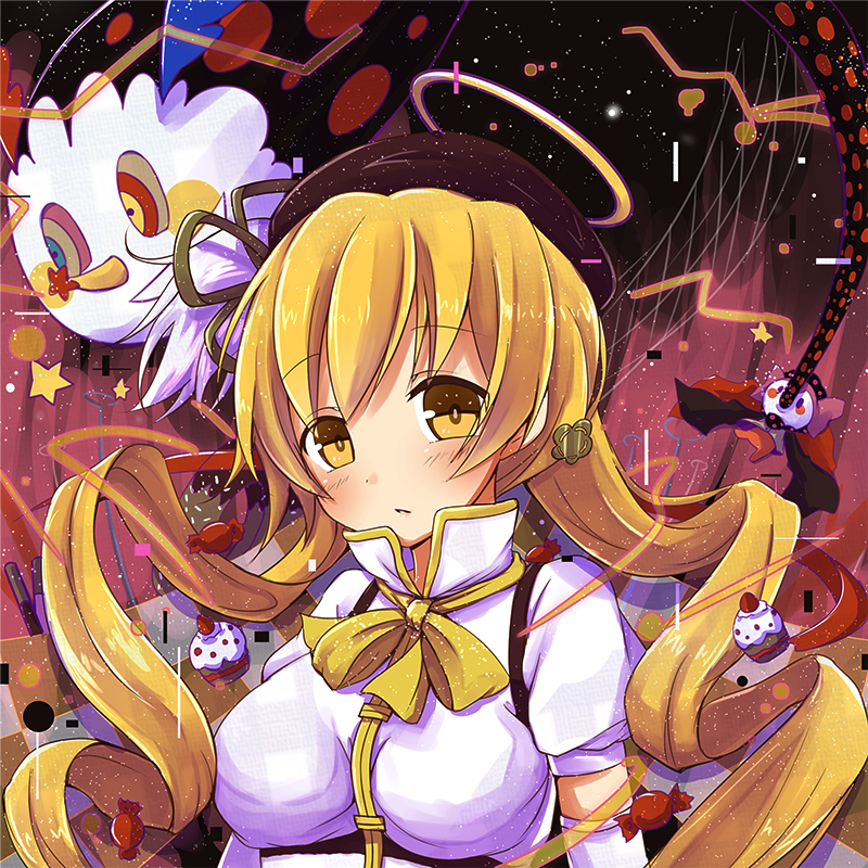 tomoe mami and charlotte (mahou shoujo madoka magica) drawn by sakeharasu