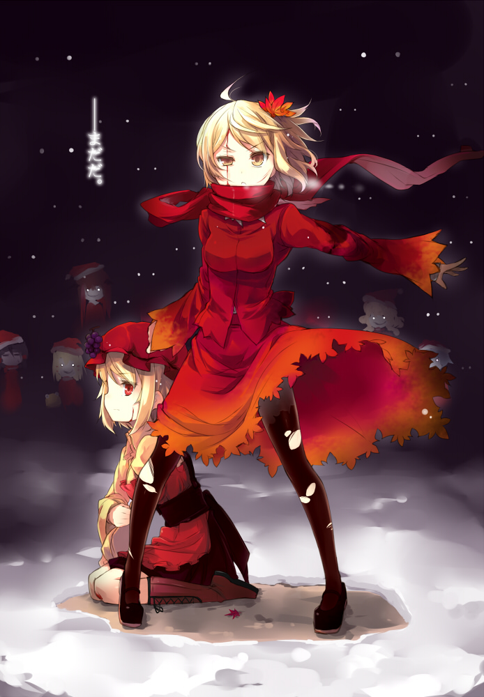 hakurei reimu, moriya suwako, koakuma, aki minoriko, and aki shizuha (touhou) drawn by shin_(new)