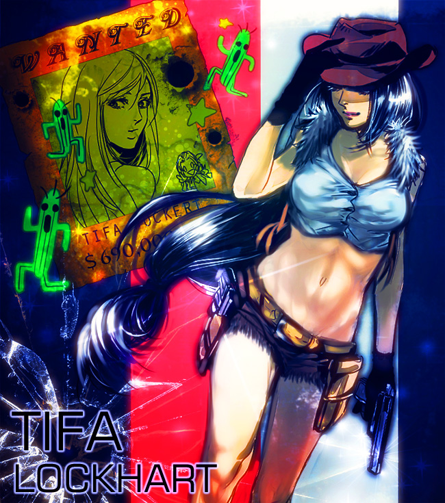 tifa lockhart and sabotender (final fantasy and 1 more) drawn by karameruderei