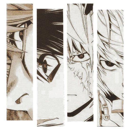 yagami light, l, near, and mello (death note) drawn by dnmont1031
