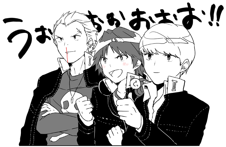 narukami yu, hanamura yousuke, and tatsumi kanji (persona and 1 more) drawn by kumo_suzume