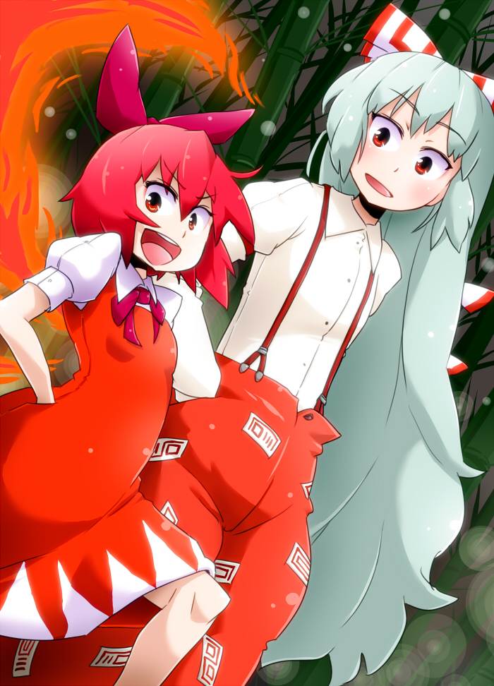 cirno, fujiwara no mokou, and achi cirno (touhou) drawn by aono3
