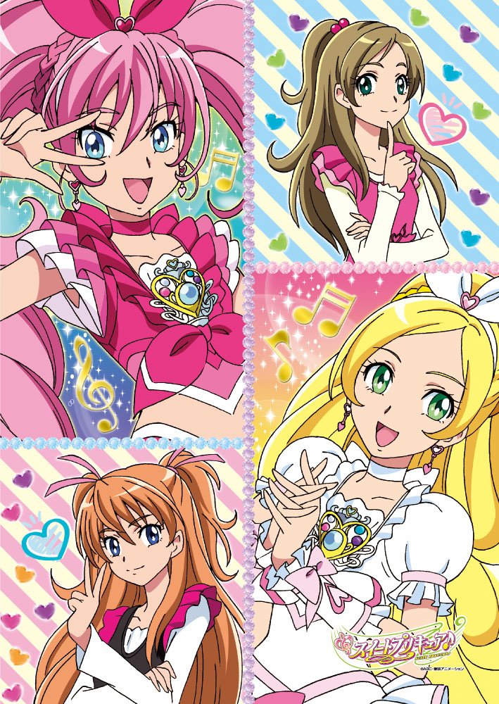houjou hibiki, minamino kanade, cure melody, and cure rhythm (precure and 1 more)