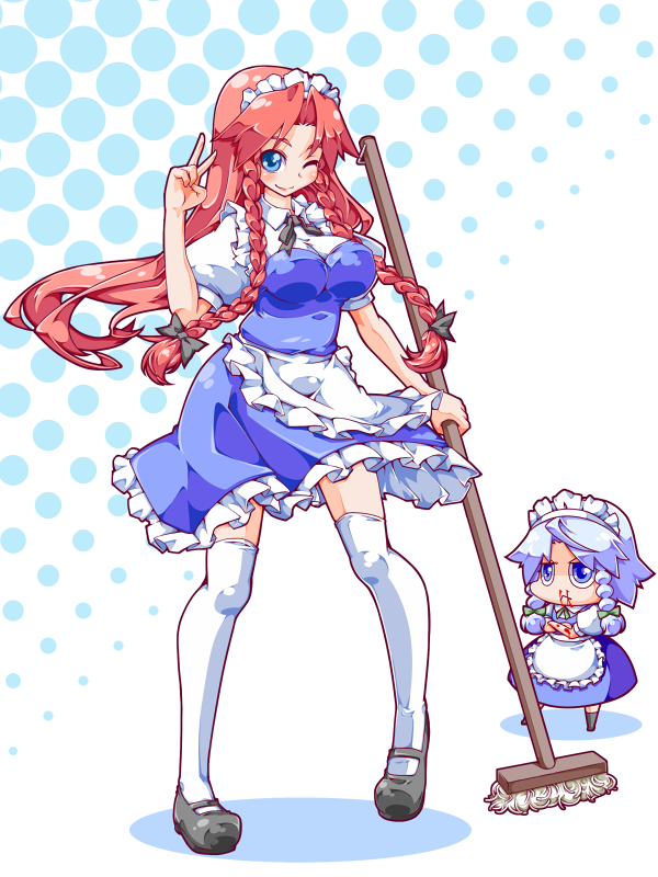 izayoi sakuya and hong meiling (touhou) drawn by ekus_(xo_ekus)