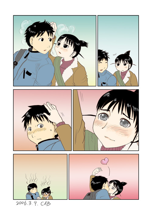 ogiue chika and sasahara kanji (genshiken) drawn by kabaya_kousuke