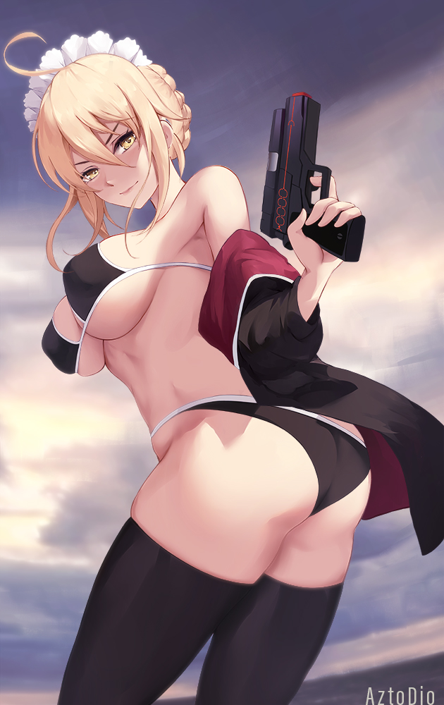 artoria pendragon and saber alter (fate and 1 more) drawn by aztodio
