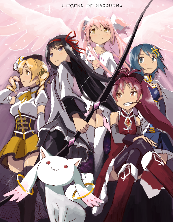 akemi homura, kaname madoka, miki sayaka, sakura kyoko, tomoe mami, and 2 more (mahou shoujo madoka magica) drawn by nao-08