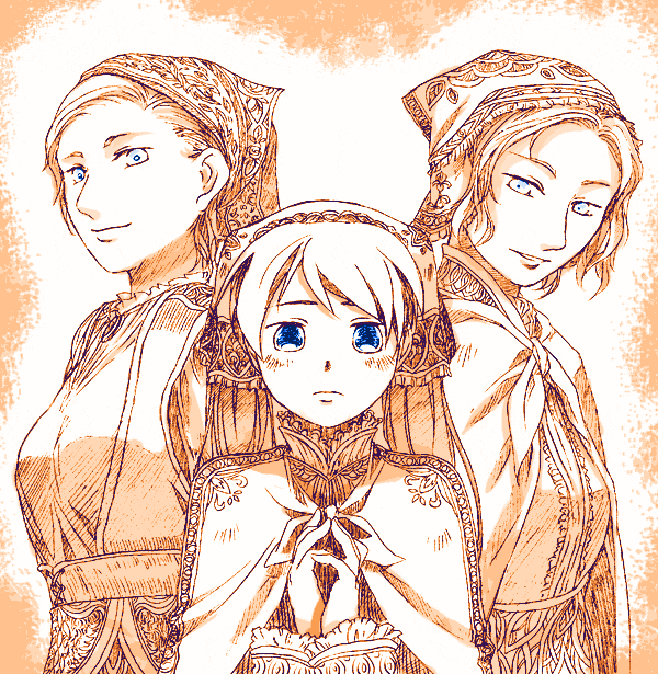 hatsune miku, prima, and lola (vocaloid) drawn by watari_taichi