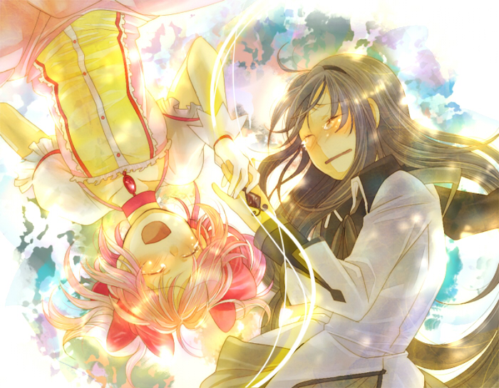 akemi homura and kaname madoka (mahou shoujo madoka magica) drawn by appo