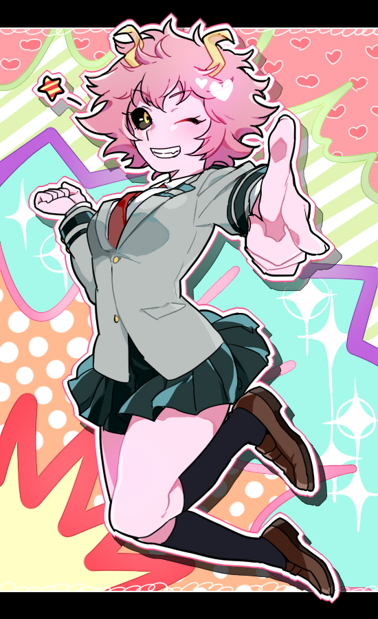 ashido mina (boku no hero academia) drawn by nihoncha_(nibantya)