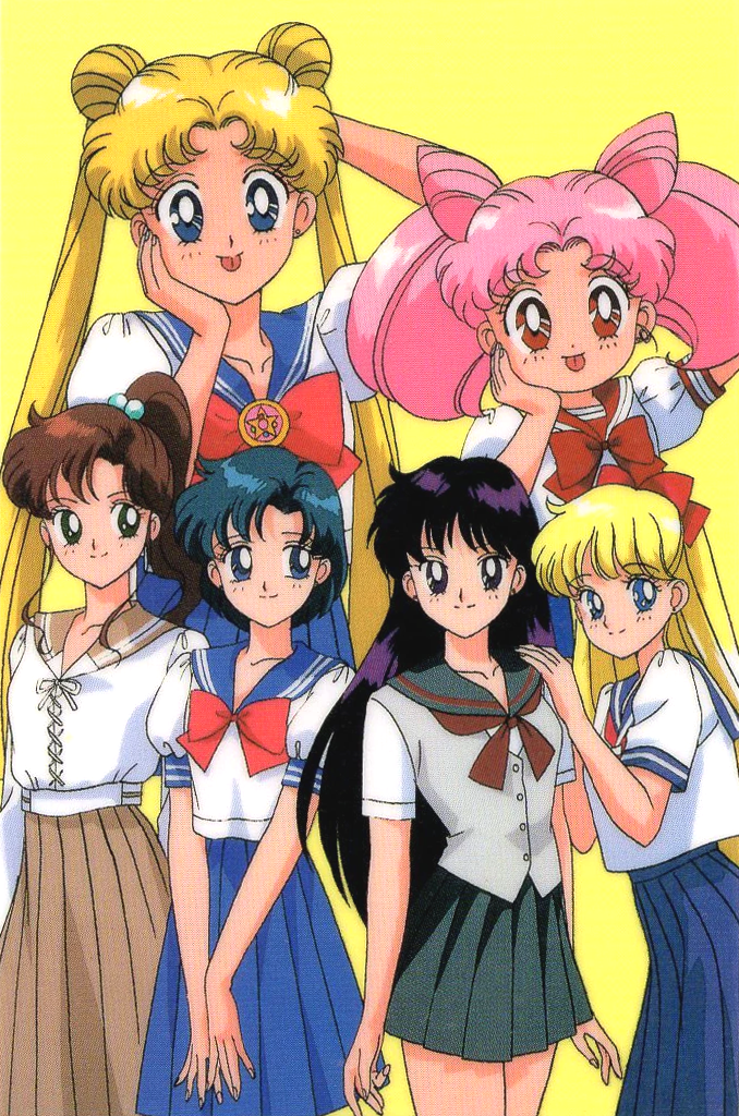 tsukino usagi, mizuno ami, aino minako, hino rei, kino makoto, and 1 more (bishoujo senshi sailor moon and 1 more) drawn by tadano_kazuko