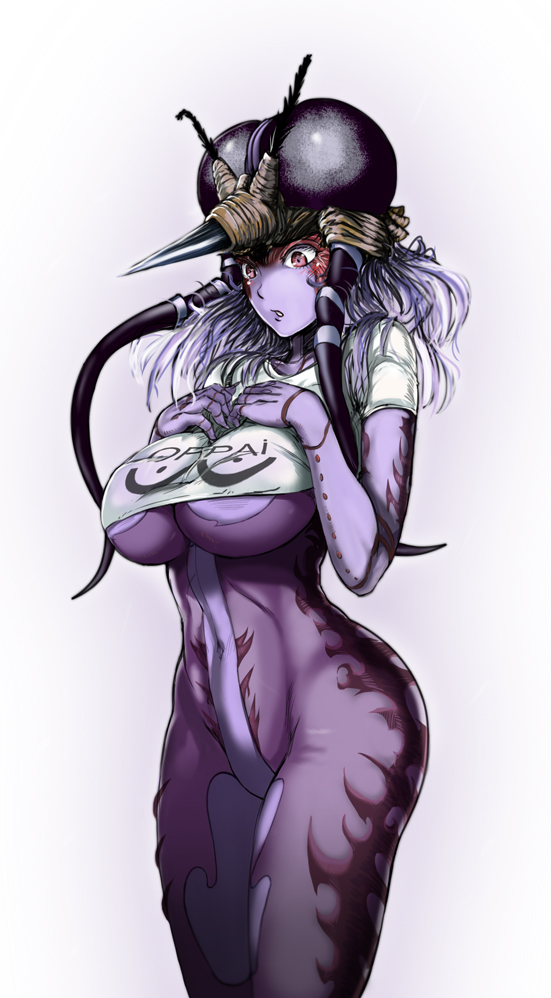 saitama and mosquito musume (one-punch man) drawn by the_golden_smurf