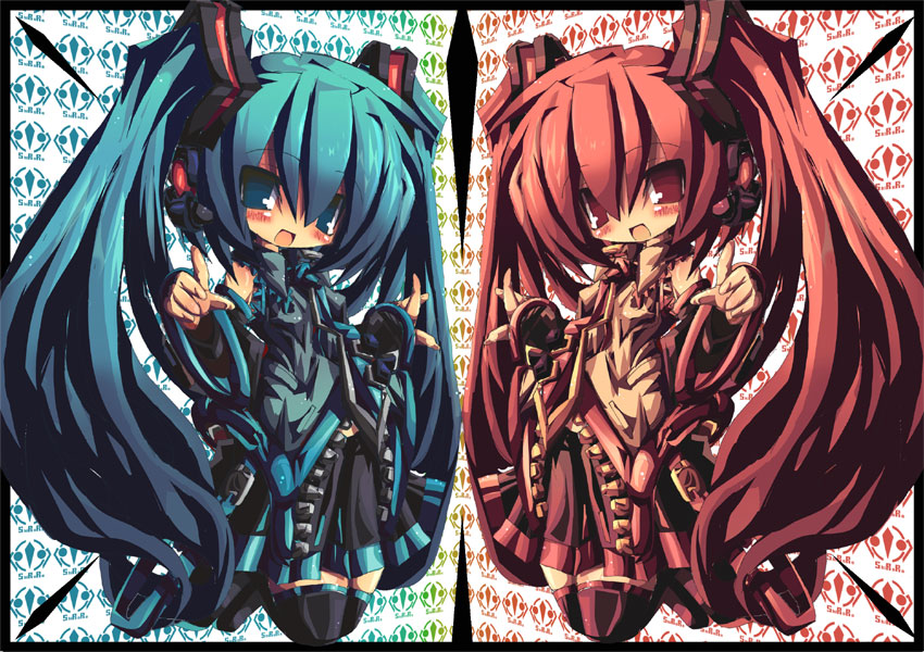 hatsune miku and mizushiro celica (vocaloid and 2 more) drawn by dangomushi