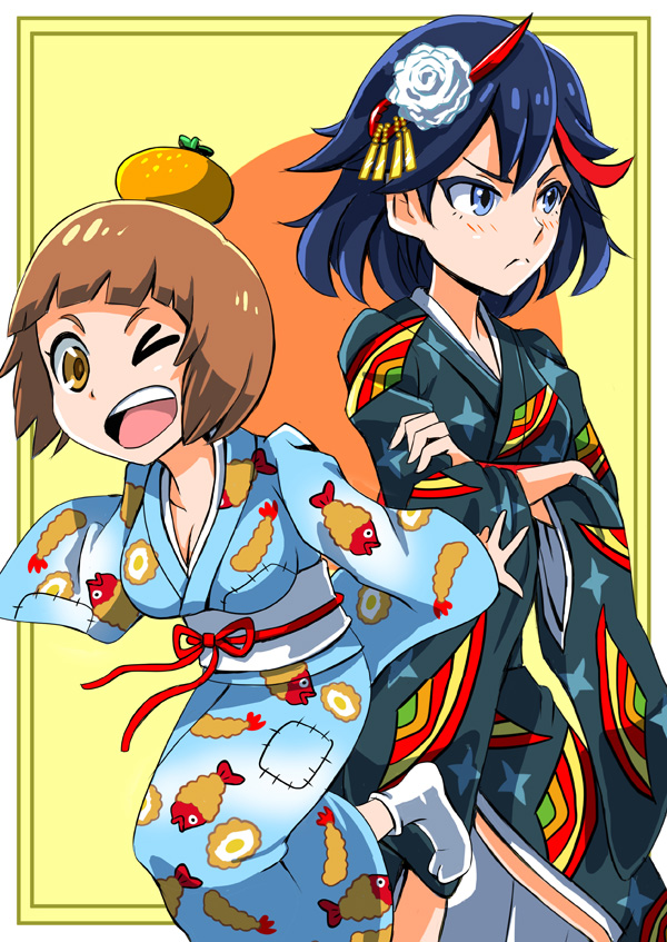 matoi ryuuko, senketsu, and mankanshoku mako (kill la kill) drawn by katouken_(ktn-works)