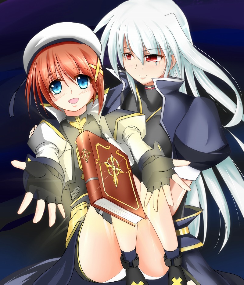 yagami hayate, reinforce, and tome of the night sky (lyrical nanoha and 2 more) drawn by you_(yousuke968)