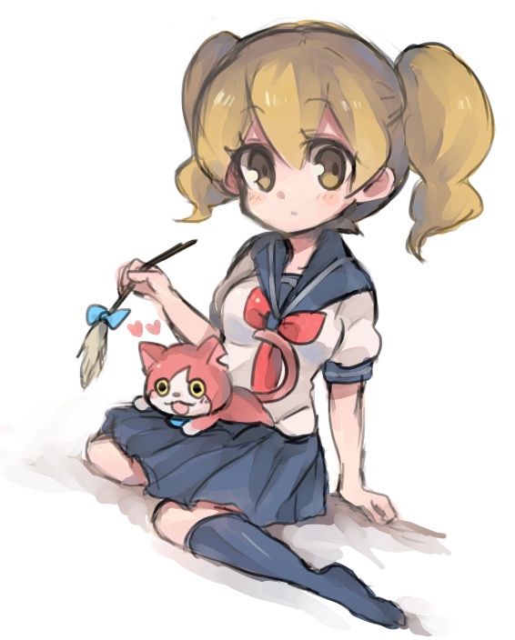 jibanyan and emi-chan (youkai watch) drawn by nankai
