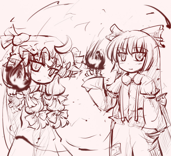 patchouli knowledge and fujiwara no mokou (touhou) drawn by natsuki_(silent_selena)