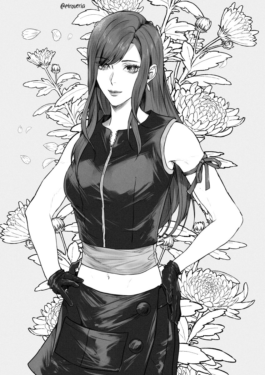 tifa lockhart (final fantasy and 2 more) drawn by etroveria