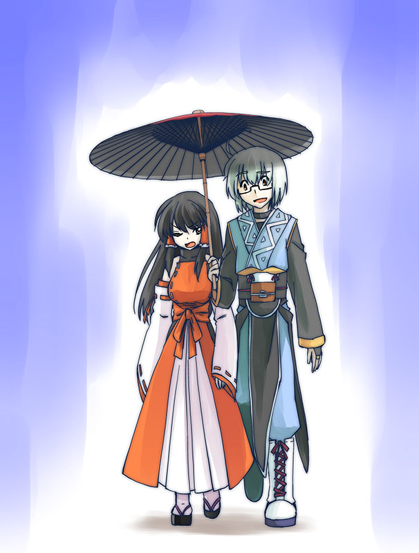 morichika rinnosuke and sendai hakurei no miko (original and 2 more) drawn by meteoride