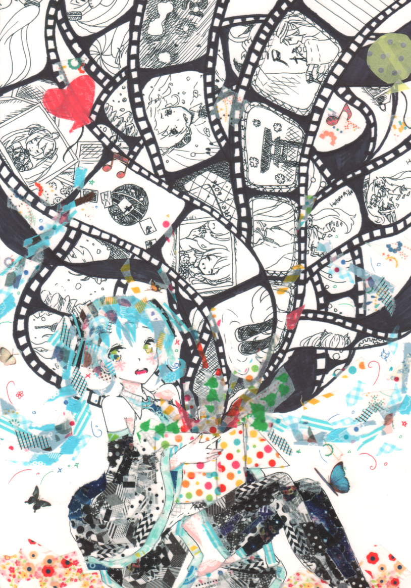 hatsune miku (vocaloid and 4 more) drawn by yua_(mokamoka9103)