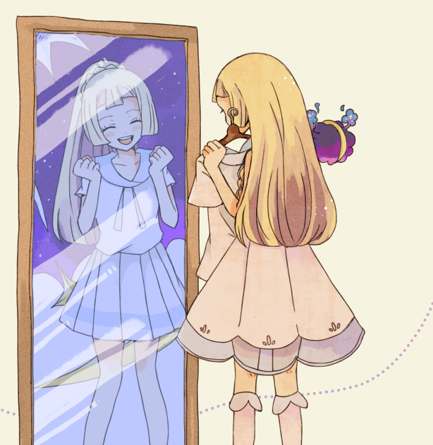 lillie and cosmog (pokemon and 1 more) drawn by atsumi_yoshioka