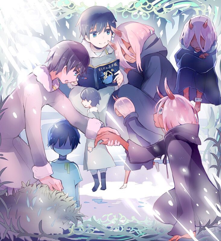 zero two and hiro (darling in the franxx) drawn by rainoa