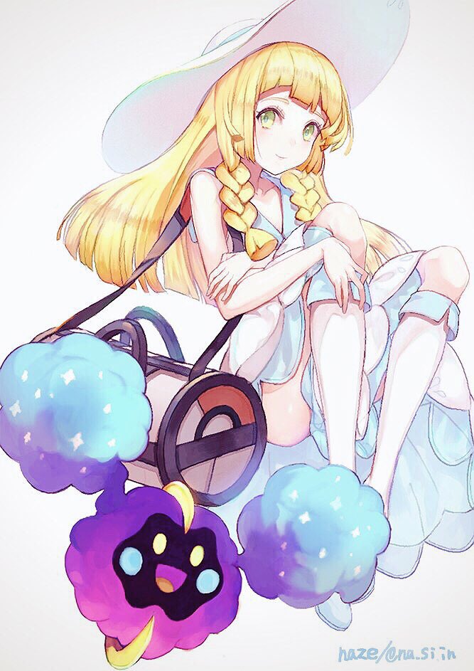 lillie and cosmog (pokemon and 1 more) drawn by ta-to_(sprout)
