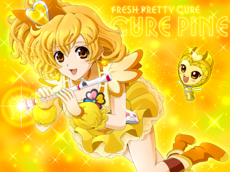 yamabuki inori, cure pine, and kirun (precure and 1 more) drawn by sekken_kasu_barrier