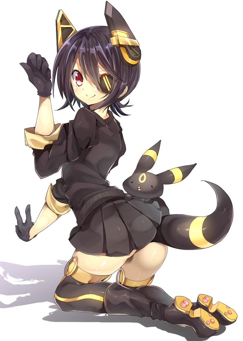 tenryuu and umbreon (kantai collection and 1 more) drawn by kuro_guren