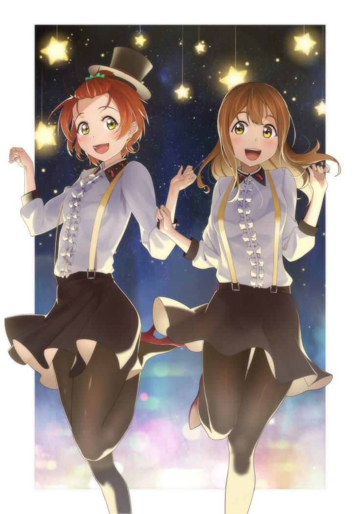 hoshizora rin and kunikida hanamaru (love live! and 3 more) drawn by redame