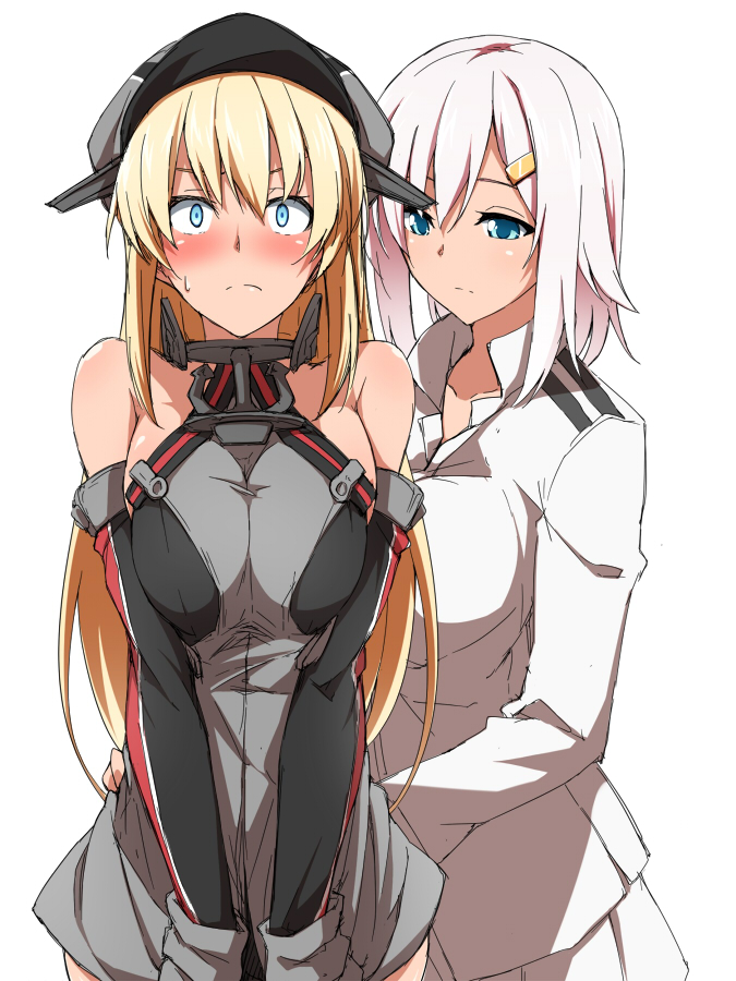 female admiral, bismarck, and shindou akane (kantai collection) drawn by shinsono_shiroko