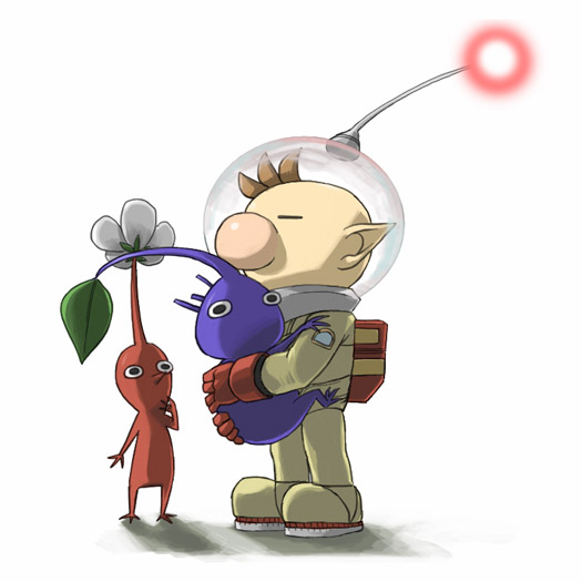 red pikmin, olimar, and purple pikmin (pikmin) drawn by naru_(wish_field)