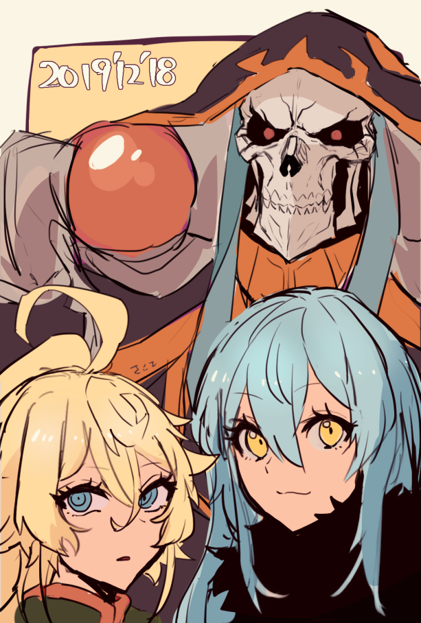 rimuru tempest, tanya degurechaff, and ainz ooal gown (overlord and 2 more) drawn by sakusan_yousoeki