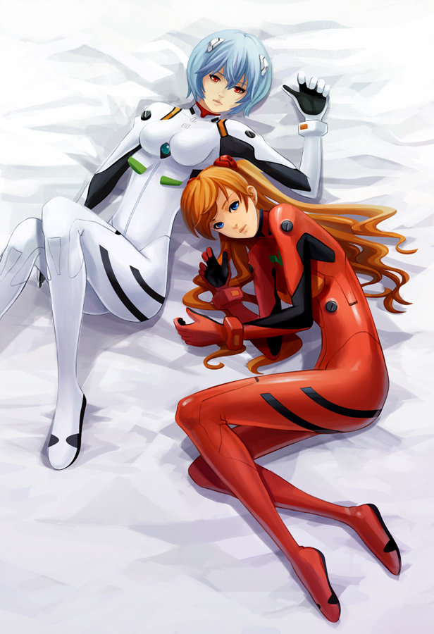 souryuu asuka langley and ayanami rei (neon genesis evangelion) drawn by elise_trinh