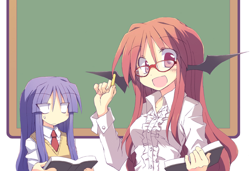 patchouli knowledge and koakuma (touhou) drawn by satou_kibi