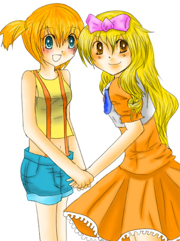ash ketchum, misty, and ashley (pokemon) drawn by yuno_(asanan)