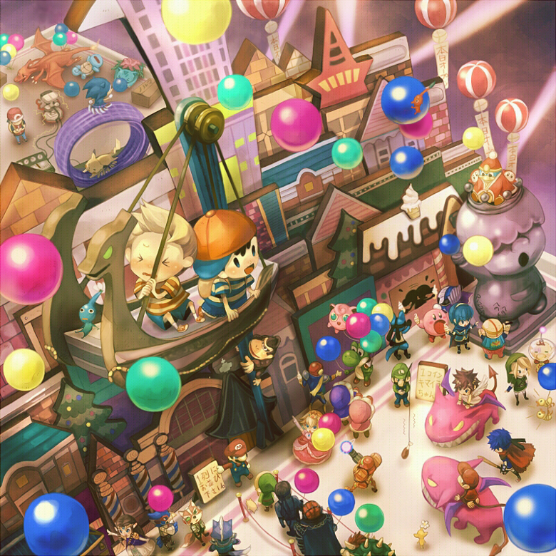 link, pikachu, princess zelda, kirby, princess peach, and 39 more (pokemon and 24 more) drawn by sui_(petit_comet)