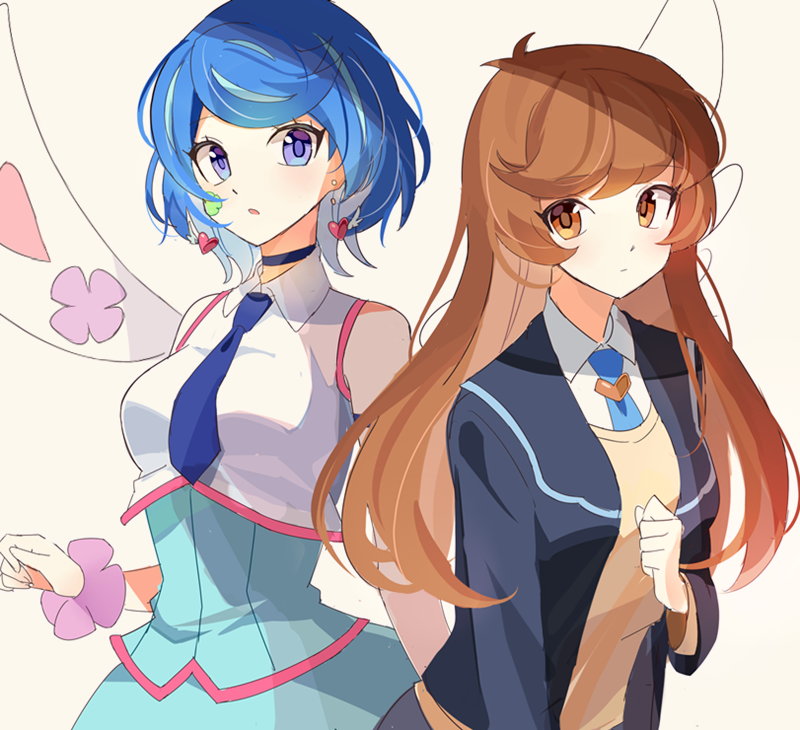 zaizen aoi and blue angel (yu-gi-oh! and 1 more) drawn by joman