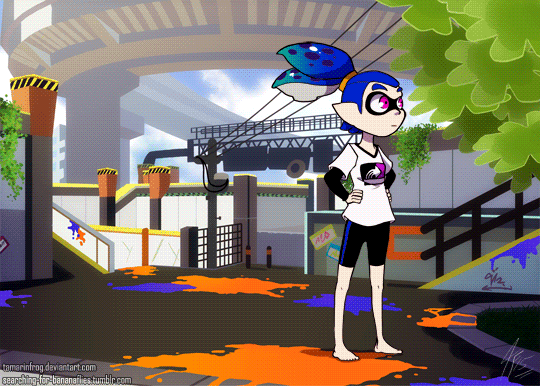 inkling player character, inkling girl, inkling boy, kaori, and john (splatoon and 1 more) drawn by tamarinfrog
