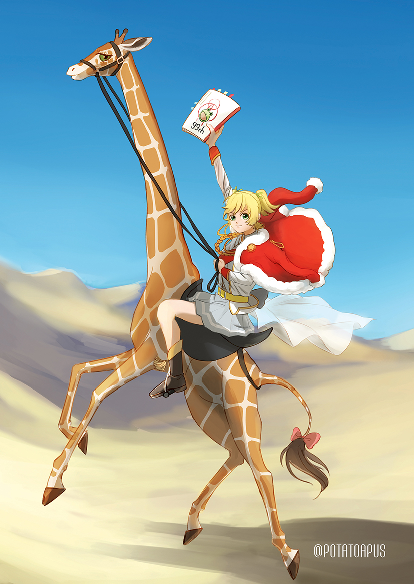 daiba nana, napoleon bonaparte, and giraffe (shoujo kageki revue starlight and 1 more) drawn by potatoapus