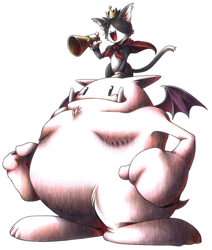 moogle and cait sith (final fantasy and 1 more) drawn by nomura_tetsuya
