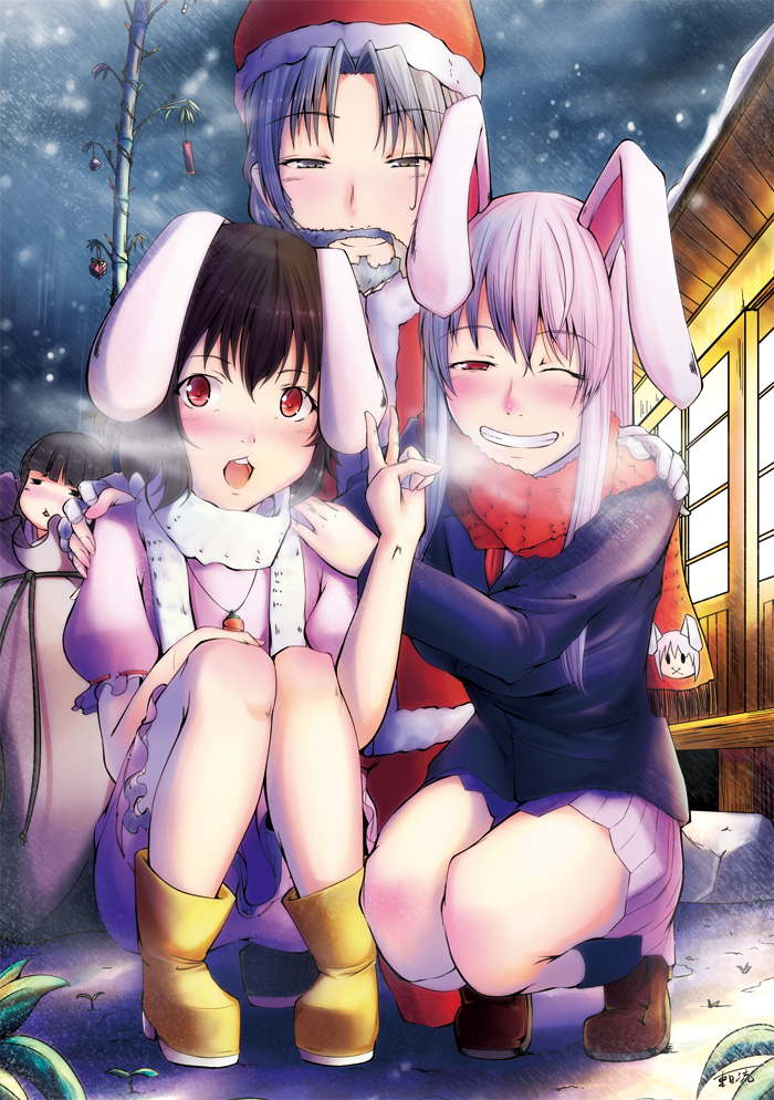 reisen udongein inaba, houraisan kaguya, inaba tewi, and yagokoro eirin (touhou) drawn by tsugaru_(co-walker)